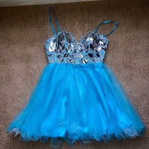 Formal Light Blue Homecoming Dress